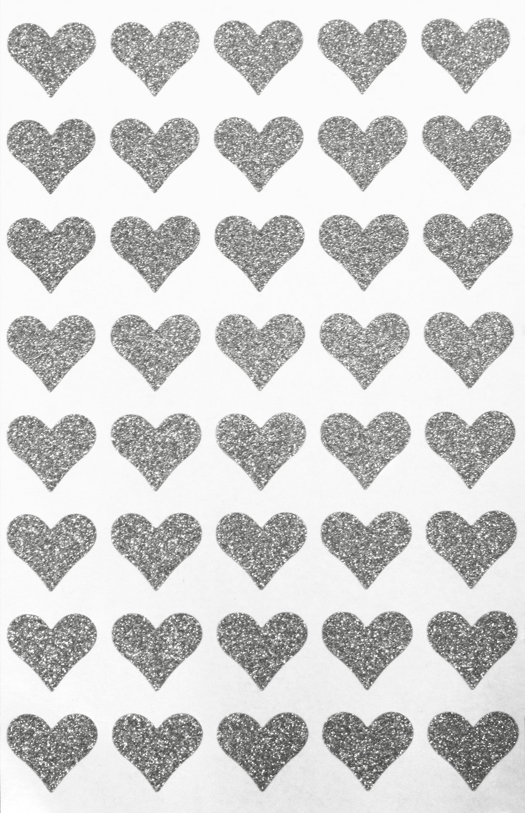 Heart Glitter Stickers 3/4x 3/4 400 / Silver-Glitter